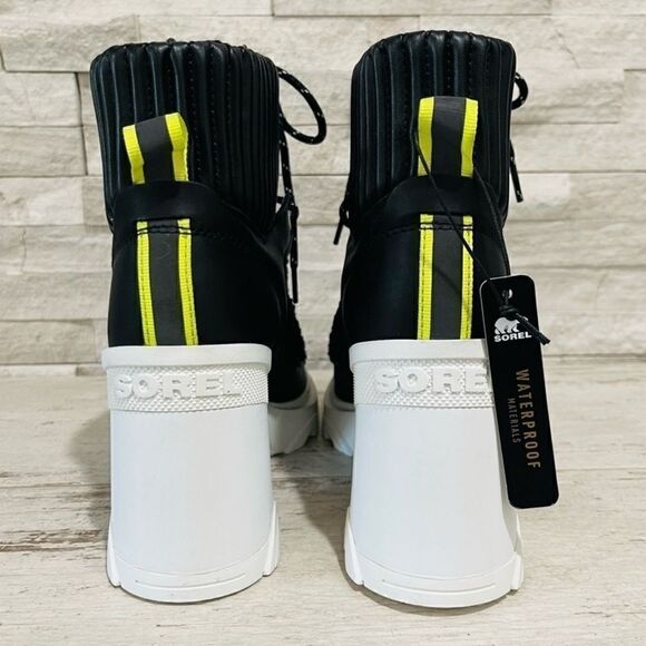 Sorel BREX Heel Cozy Lace Womens Size 9.5 Black/Sea Salt Waterproof Boots NEW - Picture 8 of 16